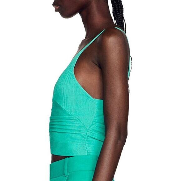 NWT SANDRO Alcudia Knit Crop Top In Verts Size 6 - Picture 3 of 11